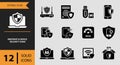 12 Endpoint and Device Security Icons solid icon set. Solid device security icons for endpoint monitoring and safety Royalty Free Stock Photo