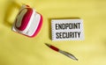 ENDPOINT SECURITY text on notepad and yellow background. business concept Royalty Free Stock Photo