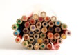 The ends of colored pencils on a white background Royalty Free Stock Photo