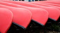 Ends of Red Canoes Royalty Free Stock Photo