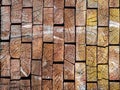 The ends of wooden boards. Background of wood. Royalty Free Stock Photo