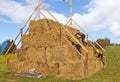 Endurance running over bales of straw on the finish line tough hard large