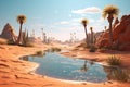 Enduring Oasis desert palm tree. Generate Ai