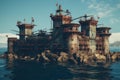 Enduring Rusty fortress sea. Generate Ai