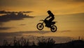 Enduro Bike flying at sunset