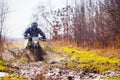 Enduro bike rider on dirt track