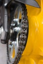 Enduro motorbike wheel and chain