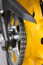 Enduro motorbike wheel and chain