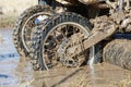 Enduro wheel in muddy track Royalty Free Stock Photo