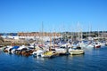 Boats and yachts on the River Axe, Axmouth. Royalty Free Stock Photo