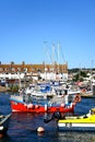 Traditional fishing boats in the harbour, Axmouth. Royalty Free Stock Photo