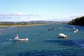 Fishing boats moored on the River Axe, Axmouth. Royalty Free Stock Photo