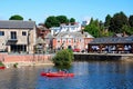 Canoeists on the river Exe, Exeter, UK. Royalty Free Stock Photo