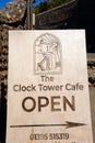 Clock Tower cafe sign, Sidmouth.