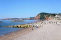 View along the beach and coast, Sidmouth. Royalty Free Stock Photo