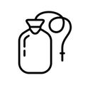 Enema bag or blood pack. Thick linear icon of nurse rubber bottle with drain tube. Black illustration of medical tool for Royalty Free Stock Photo