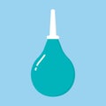 Enema. Medical instruments . Blue enema with a plastic tip. Vector illustration of medical pear