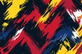 An energetic abstract background with jagged zigzag lines in bold colors like red, yellow, and Ai ganerated