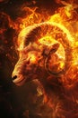 Energetic aries fiery ram embracing pioneering spirit with dynamic energy