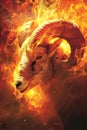 Energetic aries fiery ram embracing pioneering spirit with dynamic energy