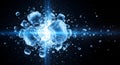 Energetic blue ice shards burst in dark space Royalty Free Stock Photo