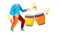 Energetic Bongo Drums Percussionist, vector design Generative AI Royalty Free Stock Photo