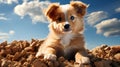 Joyful Puppy Playtime Cute Puppies Having Fun in Lively Interaction, Generative Ai