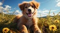 Joyful Puppy Playtime Cute Puppies Having Fun in Lively Interaction, Generative Ai