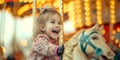 An Energetic Child Delighting In The Lively Carousel Ride