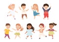 Energetic Children Dancing Moving to Music Rythm Vector Set