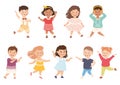 Energetic Children Dancing Moving to Music Rythm Vector Set Royalty Free Stock Photo