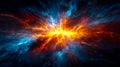 Energetic cosmic explosion with vibrant colors and dynamic cloud formations in deep space Royalty Free Stock Photo