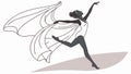 Energetic Dancer with Flowing Scarf in Dynamic Pose, vector design Generative AI Royalty Free Stock Photo