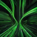 Energetic digital art piece with abstract green neon lines creating a visually stunning composition on a dark black background2