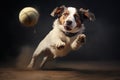 Energetic Dog catching ball. Generate ai Royalty Free Stock Photo