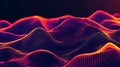 Abstract Digital Landscape of Glowing Particle Waves. Futuristic Data Visualization Background with Vibrant Red and Yellow Neon Royalty Free Stock Photo