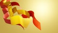 Energetic, dynamic design background. Yellow, orange and red ribbons waving over beige background. Abstract 3D render.