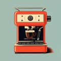 Minimalist Retro Coffee Machine Print