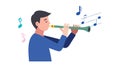 Energetic Flute Performance with Musical Notes, vector design Generative AI Royalty Free Stock Photo