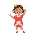 Energetic Girl with Hairband Dancing Moving to Music Rythm Vector Illustration