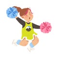 Energetic Girl with Ponytail Performing Dancing Pas Vector Illustration