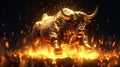 Energetic glow engulfs the mighty presence of the Bitcoin bull