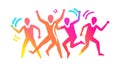 Energetic Group of People Dancing, Joyful Celebration and Movement, vector design Generative AI Royalty Free Stock Photo