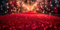 Energetic Image Composition With Vibrant Red Carpet, Velvet Stage, Sparkling Lights, And A Joyful Cr