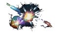 Energetic Ink Splash Burst, Explosive Artistic Effect, vector design Generative AI Royalty Free Stock Photo