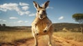 Energetic Kangaroo Leaping in Australian Outback