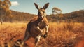 Energetic Kangaroo Leaping in Australian Outback