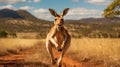 Energetic Kangaroo Leaping in Australian Outback