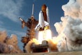 Energetic liftoff, Space shuttle launches, embarking on its important mission Royalty Free Stock Photo