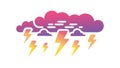 Energetic Lightning Bolts Striking from Cloud, vector design Generative AI Royalty Free Stock Photo